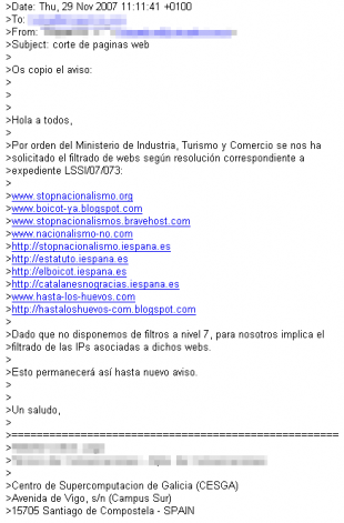 O Ministerio de Industria manda censurar á avoa blogueira (entroutros)