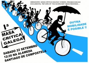 1ª Masa Crítica Galega. Sábado 22 de setembro. 12:30h na Alameda de Santiago de Compostela