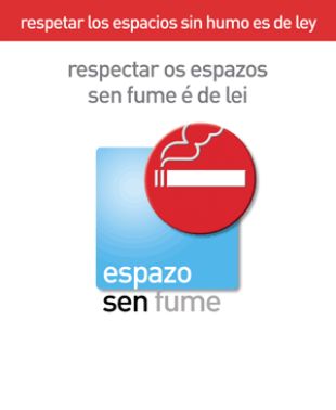 Espazo sen fume bilingüe. Coa nova lei todos os carteis informativos deberán estar, polo menos, en galego