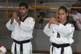 Samuel Meilán e Nerea Alamancos, na exhibición por parellas